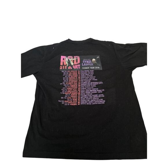 Rod Stewart Cyndi Lauper tour band T-shirt 2018 tour black men's SZ XL - Picture 1 of 3